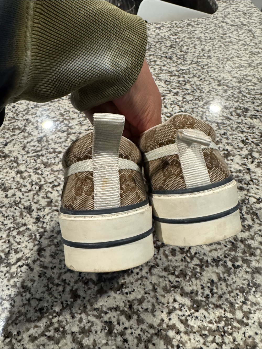 Gucci Brown Beige GG Canvas Slip-On Sneakers - Picture 6 of 6